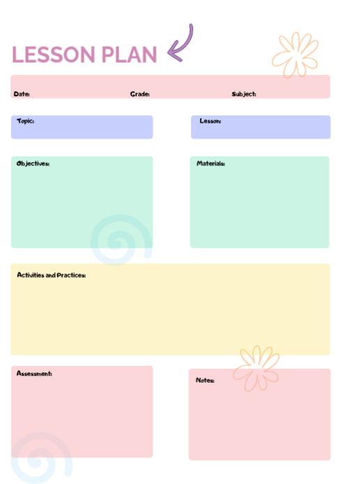 White Lesson Plan Document A4 Template | PosterMyWall