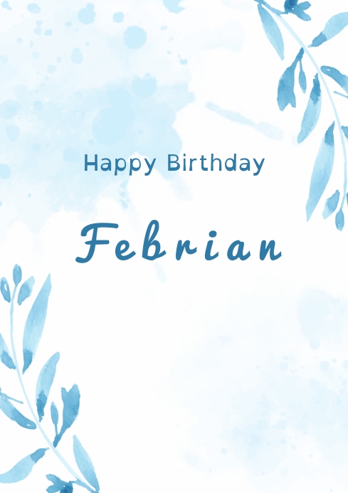 White Light Blue Modern Happy Birthday A4 Doc Template | PosterMyWall