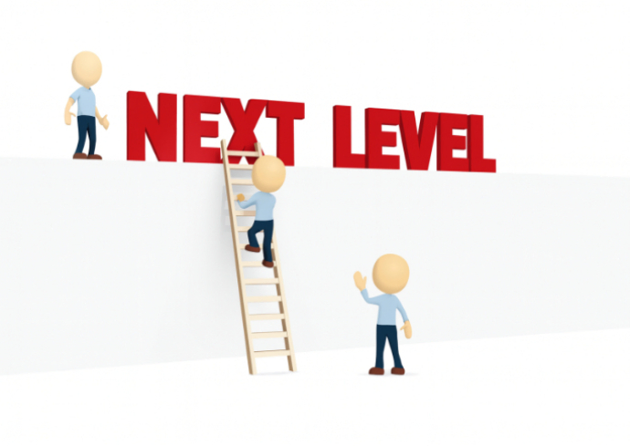 White List-based 3d Character Teamwork Illustration Climbing Ladder To The Next Level Concept Postca Postkort template