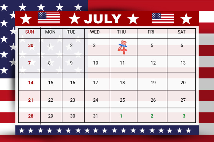 Copy of White List based 4th Of July Calendar Label PosterMyWall Copy of White List based 4th Of July Calendar Label PosterMyWall