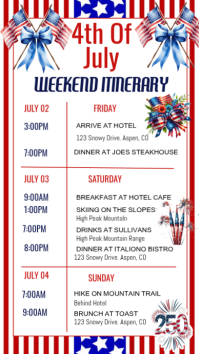White List-based 4th of July Weekend Itinerary Instagram Story template