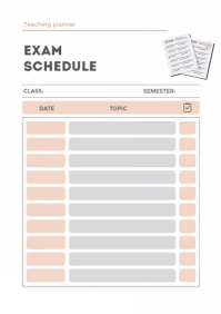 White List-based Academic Exam Schedule Planner Template A5
