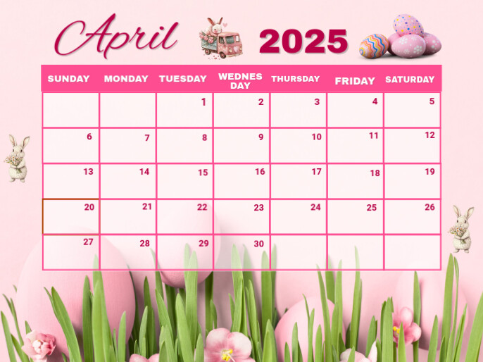 White List-based April Calendar  Presentation 演示 template