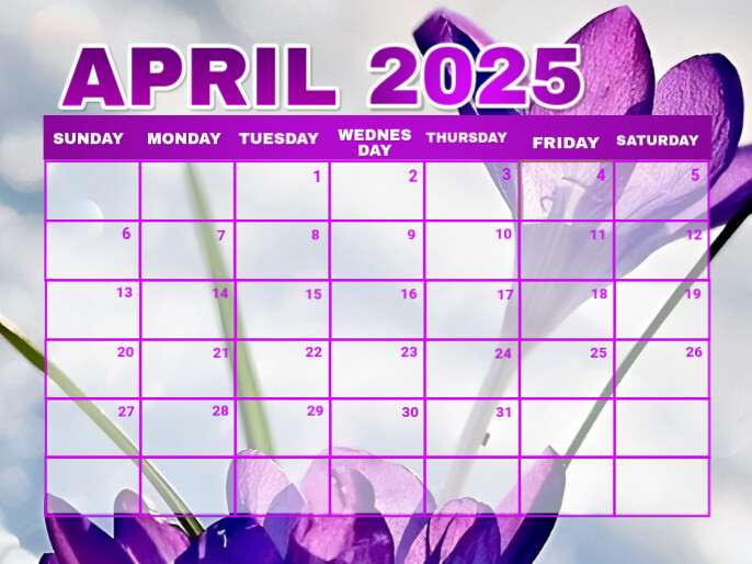 Copy of White List-based April Calendar Presentation | PosterMyWall