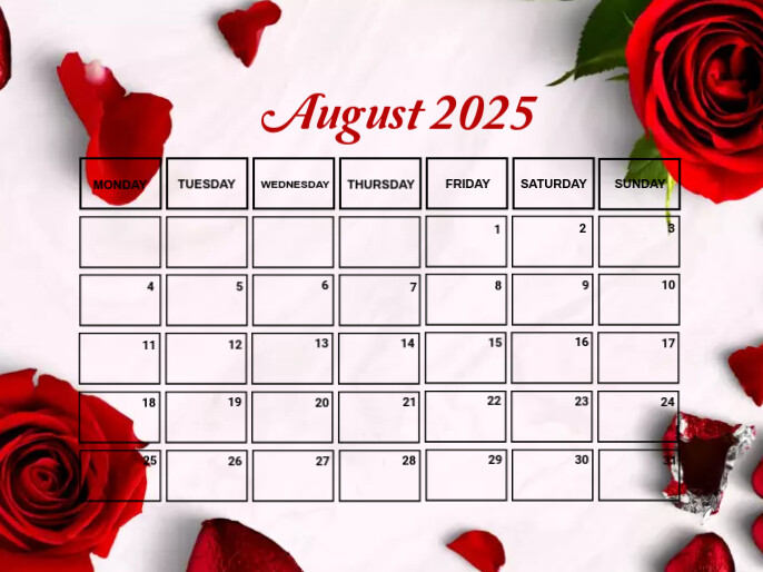 White List-based August Calendar  Presentation Voorlegging template