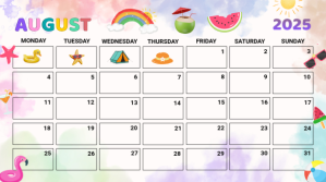 White List-based August Calendar  Presentation (16:9) template