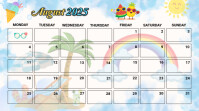 White List-based August Calendar  Presentation (16:9) template