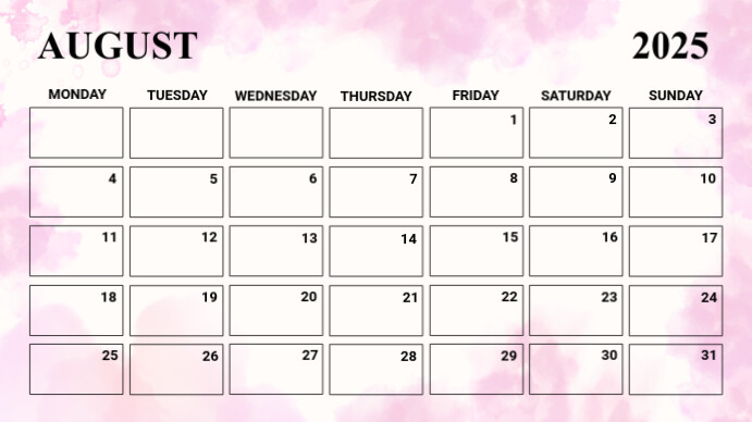 White List-based August Calendar  Presentation (16:9) 演示(16:9) template
