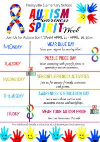 White List-based Autism Awareness Spirit Week A4 template