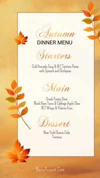 White List-based Autumn Dinner  Digital Display (9:16) template