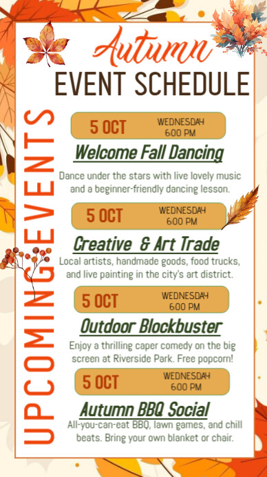 White List-based Autumn Event Schedule Instagram Story template