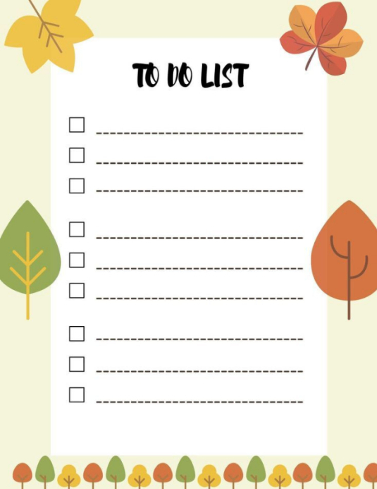White List-based Autumn Fall Leaves To-do List Template  Flyer (us Letter)