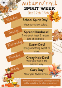 White School Spirit Week A4 Template
