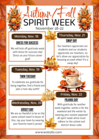 White List-based Autumn Spirit Week A6 template
