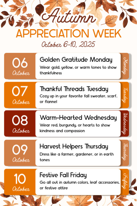 White List-based Autumn Spirit Week Poster Plakkaat template