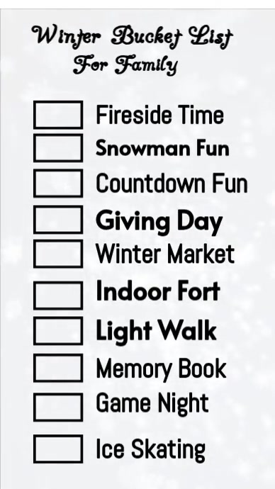 White List-based Background Winter Bucket List For Family Instagram Reel template