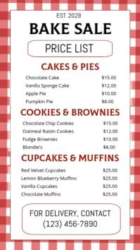 White List-based Bake Sale Price List Menu Card Instagram Story template