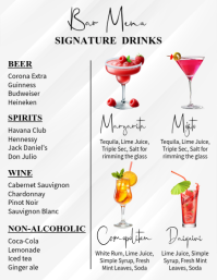 White List-based Bar Menu Flyer 传单(美国信函) template