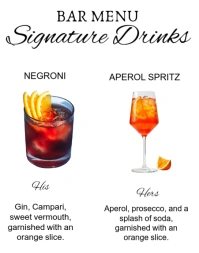 White List-based Bar Menu Signature Drinks  Poster/wallboard Plakkaat/Muurbord template