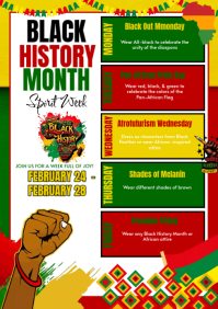 White List-based Black History Month School Spirit Week A4 template