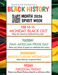 White List-based Black History Month Spirit Week flyer Volante (Carta US) template
