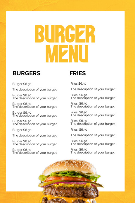 White List-based Burger Menu Poster template