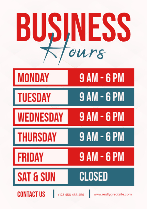 Store Opening Hours Posters Template | PosterMyWall