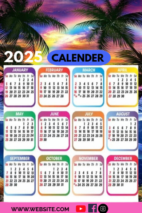 White List-based Calender 2024 Design Template  Poster