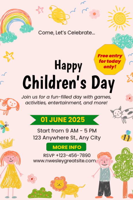 White List-based Children's Day Poster template