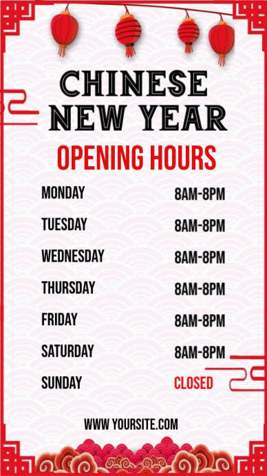 White List-based Chinese New Year Opening Hours  Instagram Story template