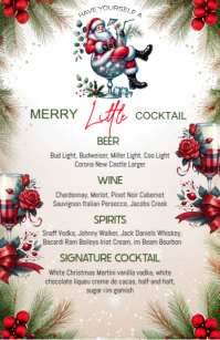 White List-based Christmas Bar Menu Half Page Wide template