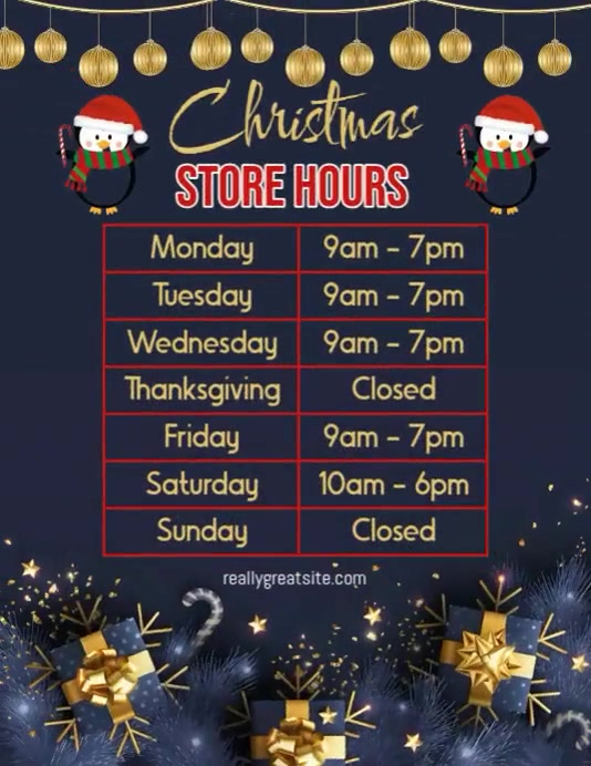 White List-based Christmas Business Store Opening Hours ad Flyer (us Letter) Pamflet (Letter AS) template