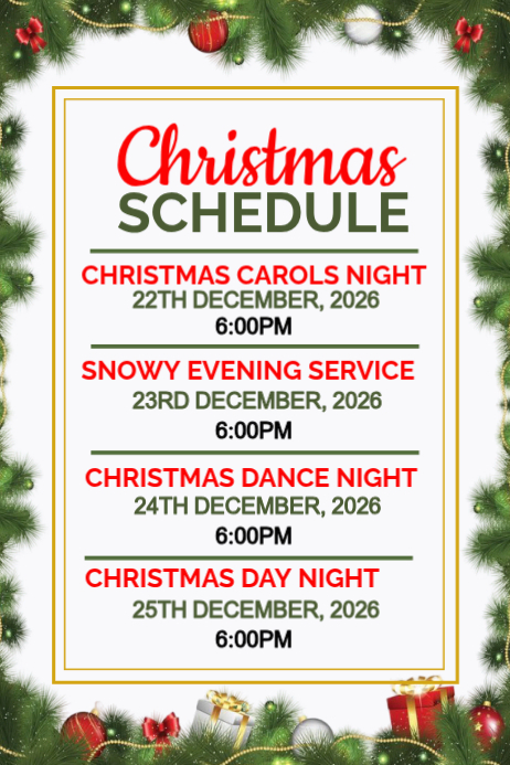 White List-based Christmas Event Schedule Poster Template | PosterMyWall