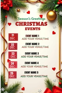 White List-based Christmas Events Schedule  Tumblr Graphic template