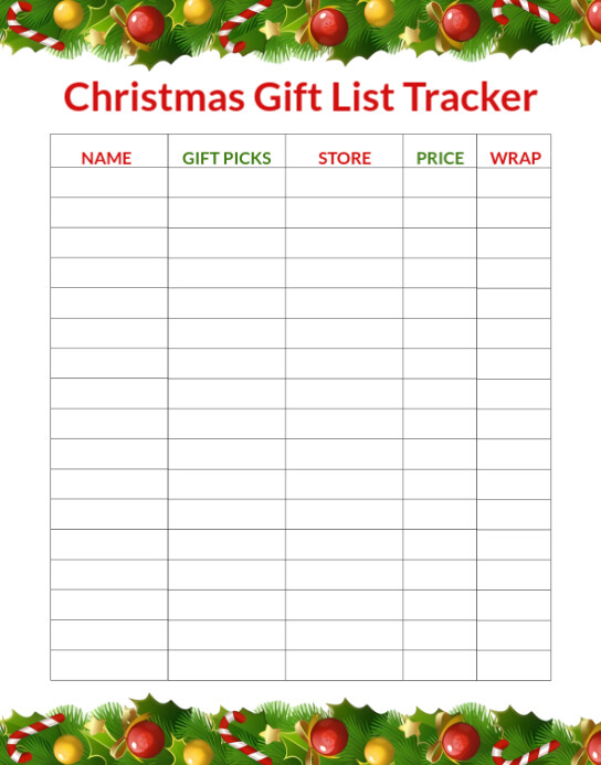 White List-based Christmas Gift List Tracker Poster/wallboard โปสเตอร์/กระดานบนผนัง template
