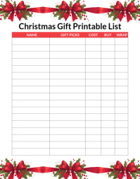 White List-based Christmas Gift Printable Poster/wallboard โปสเตอร์/กระดานบนผนัง template