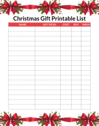 White List-based Christmas Gift Printable Poster/wallboard template