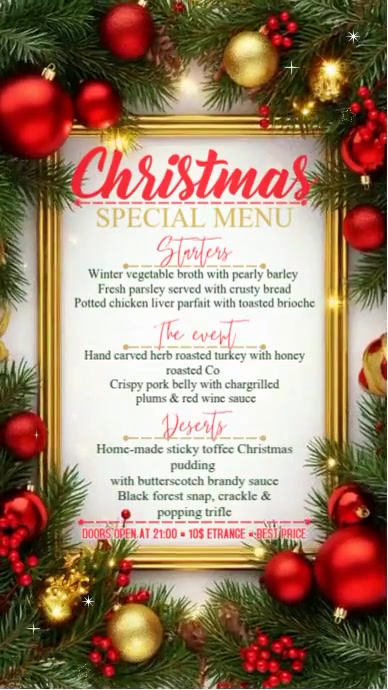 White List-based Christmas Menu Digital Display (9:16) template
