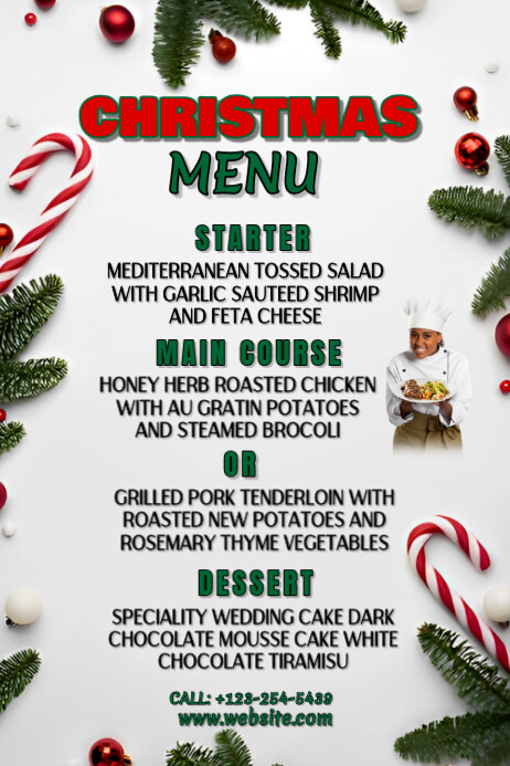 White List-based Christmas Menu Poster template