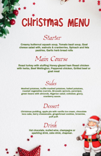 White List-based Christmas Menu Template Design Tabloid