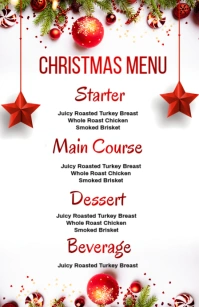 White List-based Christmas Menu Template Design Tabloid