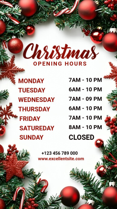 White List-based Christmas Opening Hours Instagram Story template