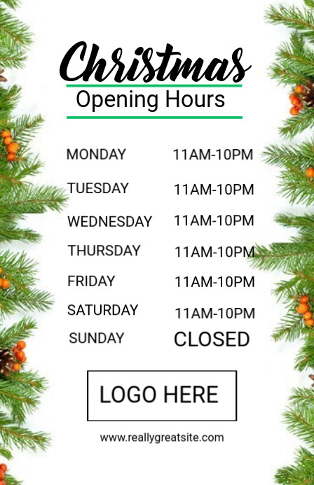 White List-based Christmas Opening Hours  Tabloid template
