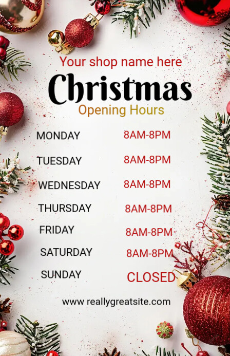 White List-based Christmas Opening Hours  Tabloid template