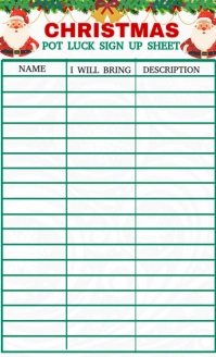 White List-based Christmas Potluck Sign Up Sheet Tey Us Legal template