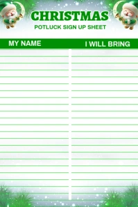 White List-based Christmas Potluck Sign Up Sheet Template Design Poster Cartaz