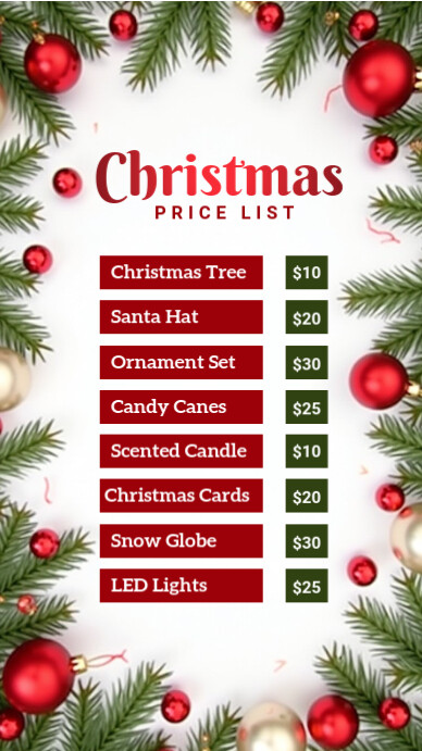 White List-based Christmas Price List Instagram Story template