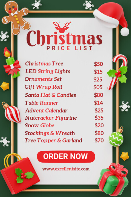Copy of White List-based Christmas Price List Poster | PosterMyWall
