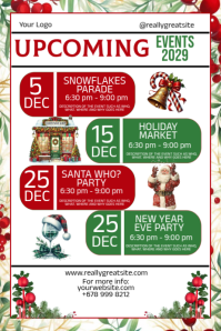 White List-based Christmas Upcoming Event Schedule Poster template