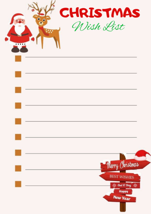 White List-based Christmas Wish List  A4 template